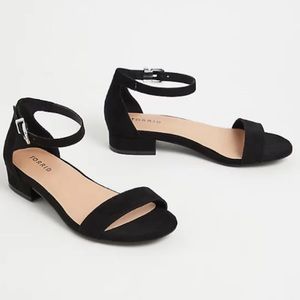 Torrid 9W Black Faux Suede Ankle Strap Low Heel